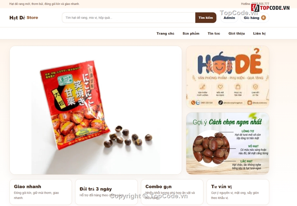 giao diện web,web giao bán,bán hạt dẻ